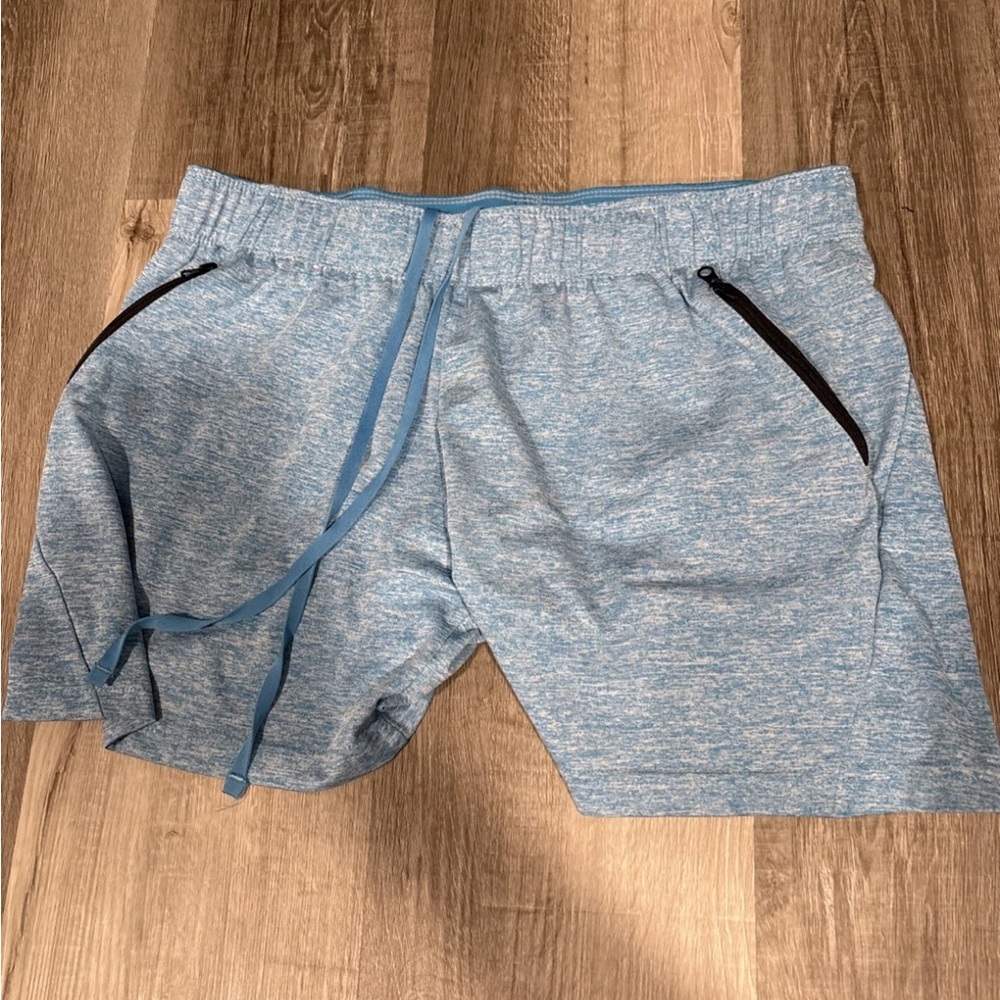 Blue Athletic Shorts with Elastic Waistband